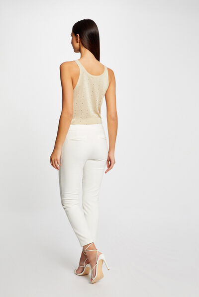 Débardeur pull avec bretelles beige femme