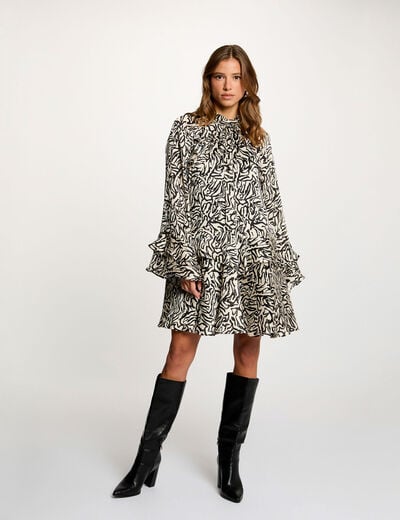Robe courte pliss&eacute;e multicolore femme