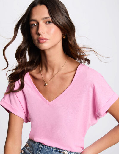 T-shirt manches courtes rose femme