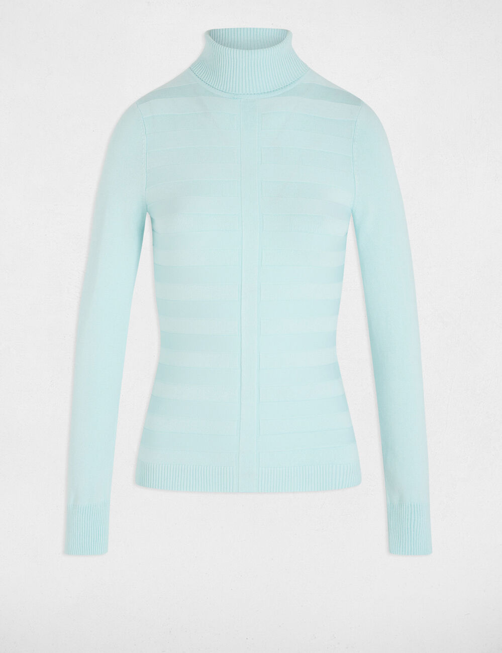 Pull col roul&eacute; bleu ciel femme