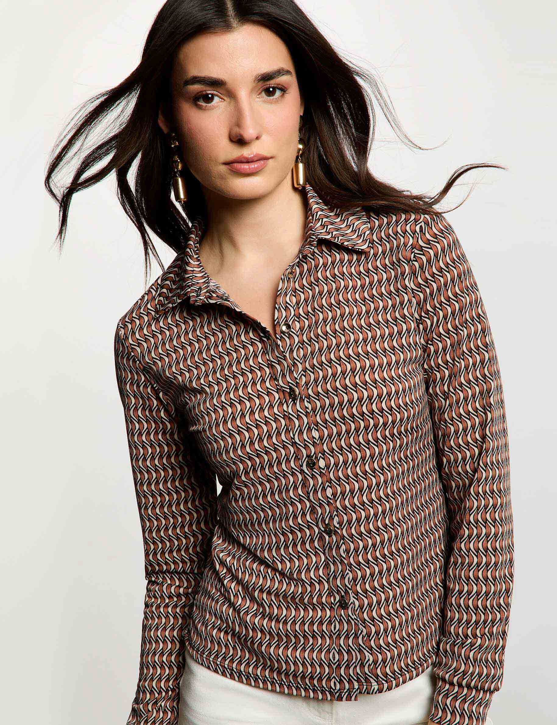 T-shirt col chemise multicolore femme