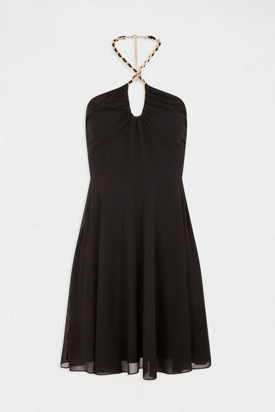 Robe trapèze avec col bustier noir femme