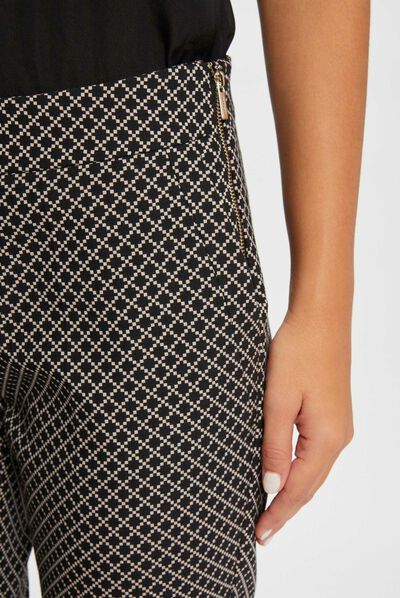 Pantalon cigarette 7/8ème imprimé noir femme