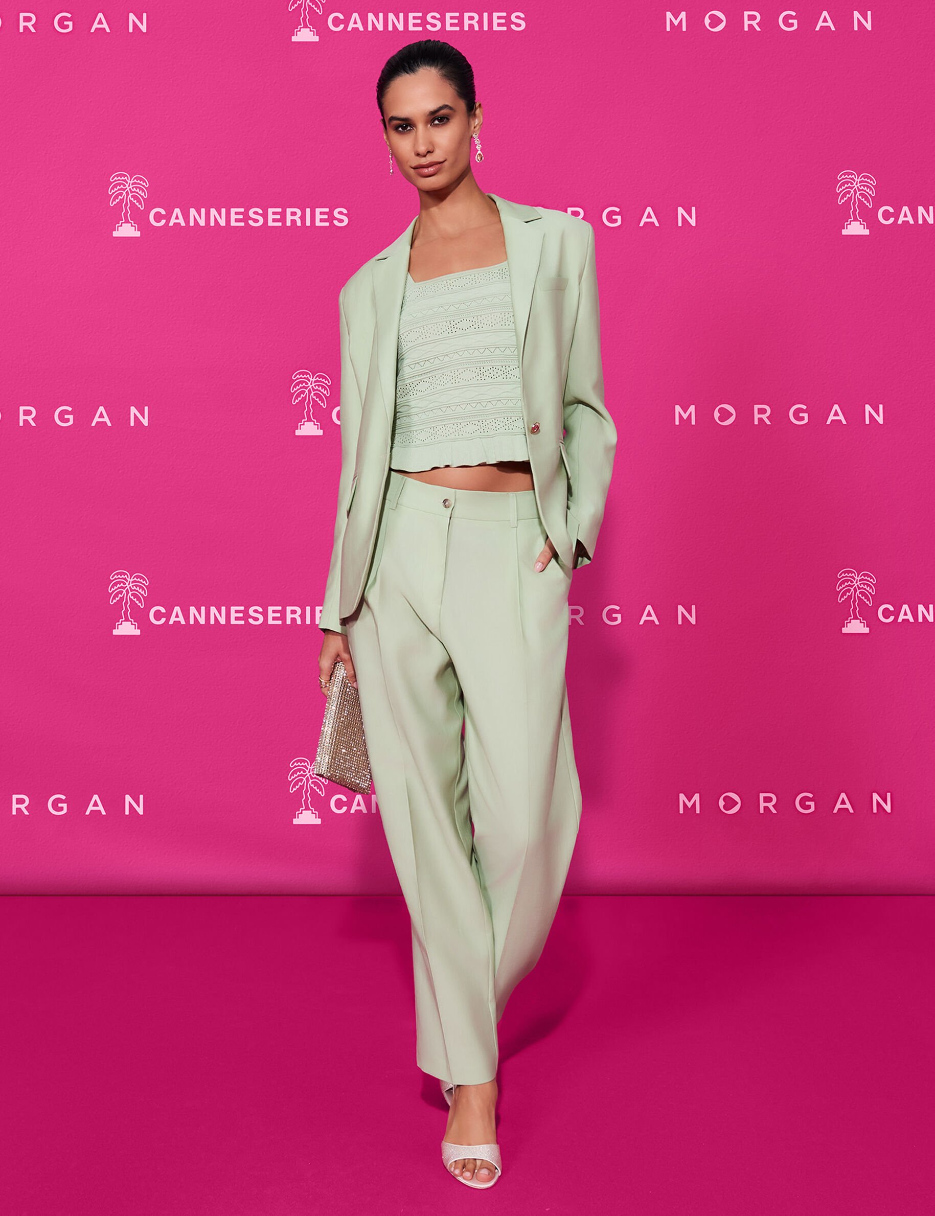 Pantalon carotte taille haute pastel femme