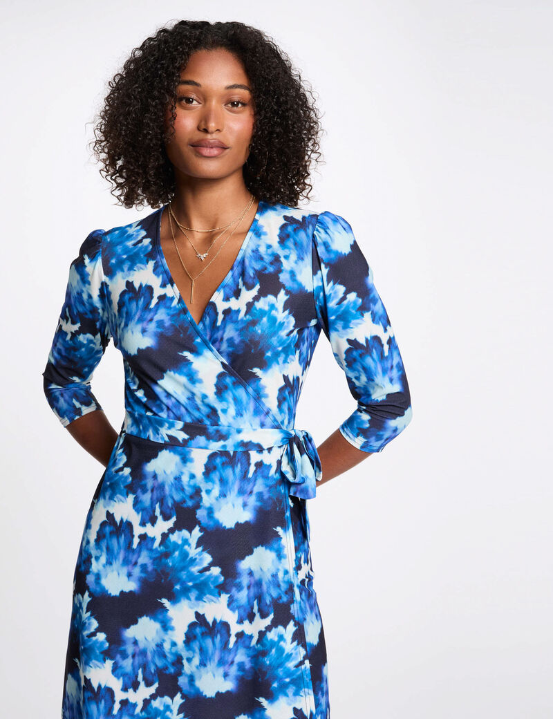 Robe courte ajustée imprimée multicolore femme