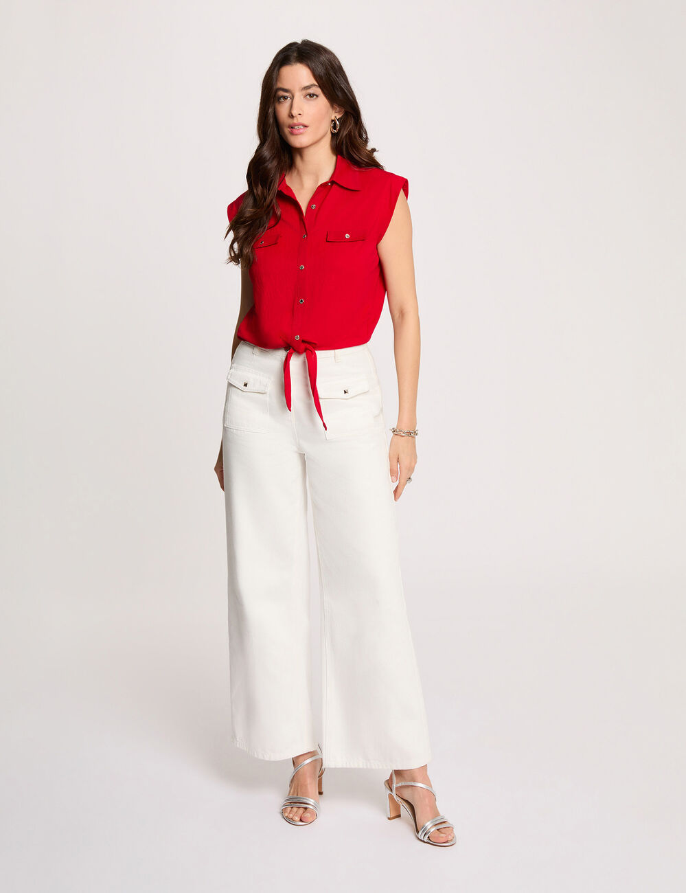 Blouse sans manches rouge femme