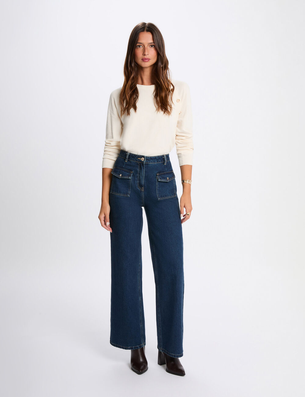 Pull fin ajust&eacute; ivoire femme