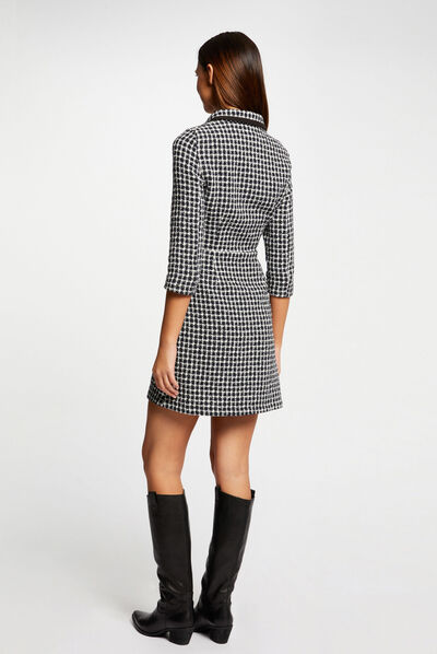Robes manches 3/4 boutonnée à l'avant marine femme