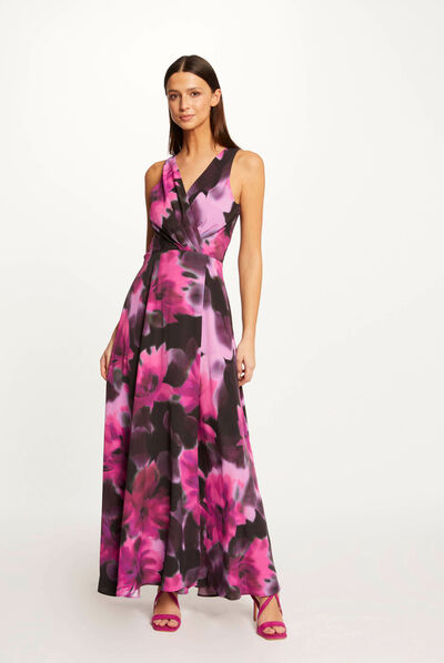 Robe longue trapèze imprimé abstrait multico femme