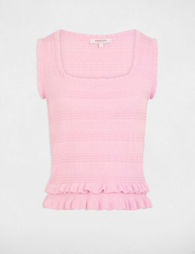 Pull sans manches ajust&eacute; rose femme
