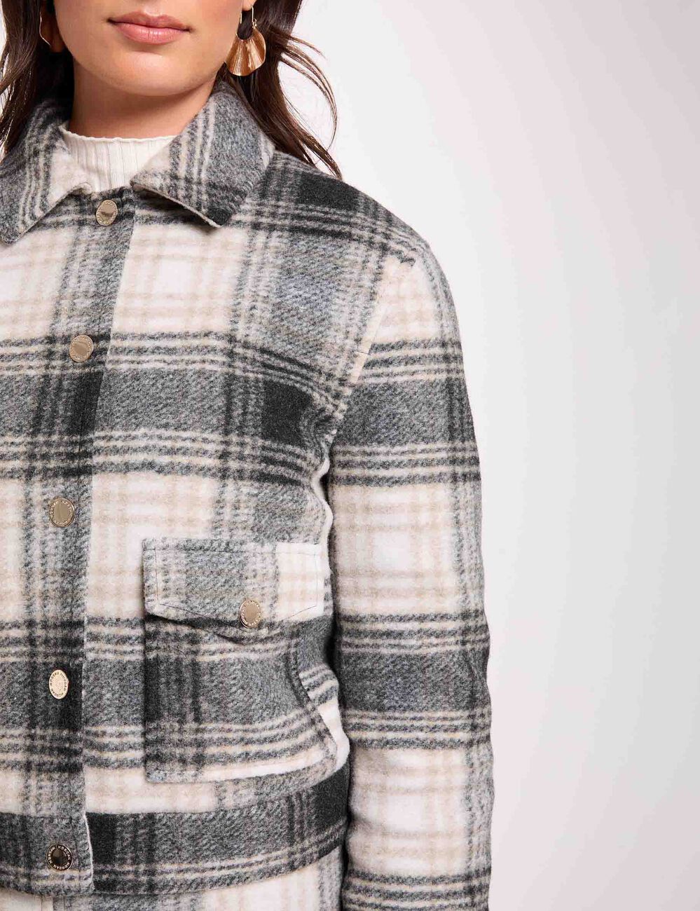 Blouson droit &agrave; carreaux multicolore femme