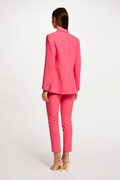 Veste cintrée col cranté à revers rose moyen femme