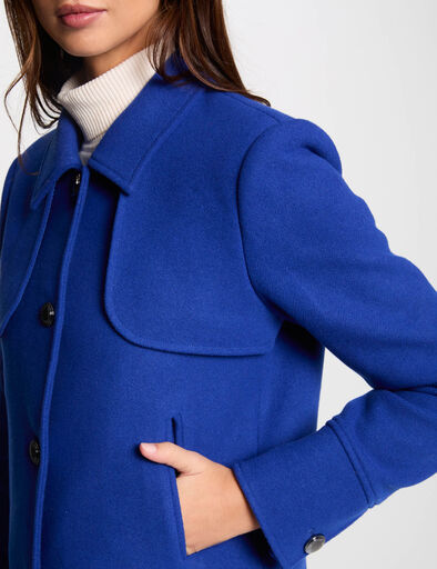 manteau court boutonne bleu femme Manteau court boutonné bleu femme