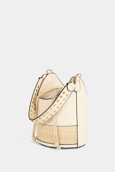 Sac seau avec détail effet tressé ivoire femme