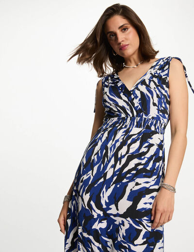 Robe longue droite imprimée multicolore femme