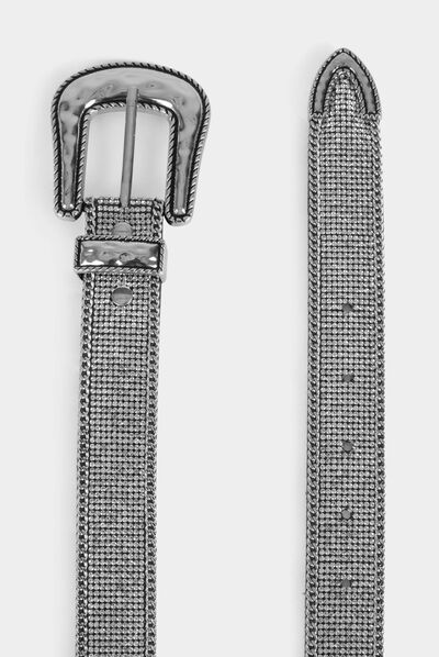 Ceinture avec strass argente femme