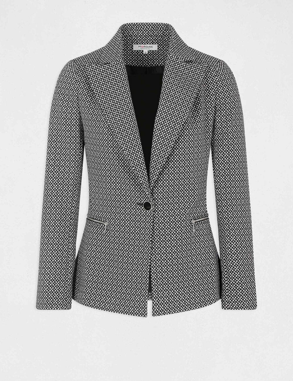 Veste droite imprimé géométrique marine femme