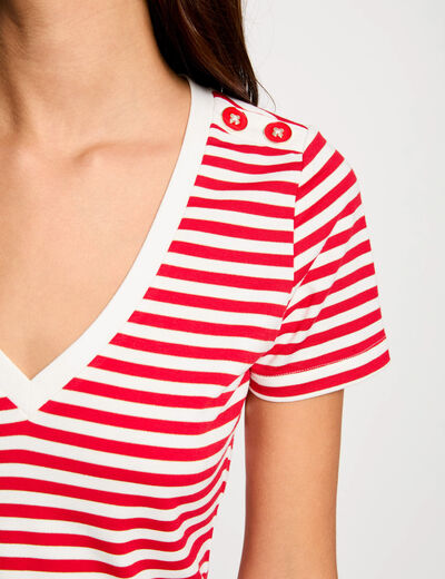 T-shirt manches courtes rayé blanc femme