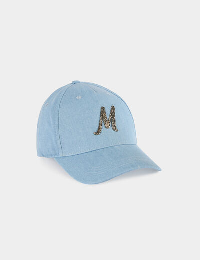 Casquette en jean M strass denim bleach femme