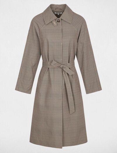 Trench ceintur&eacute; manches longues multicolore femme