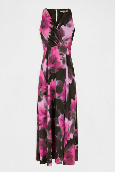Robe longue trapèze imprimé abstrait multico femme