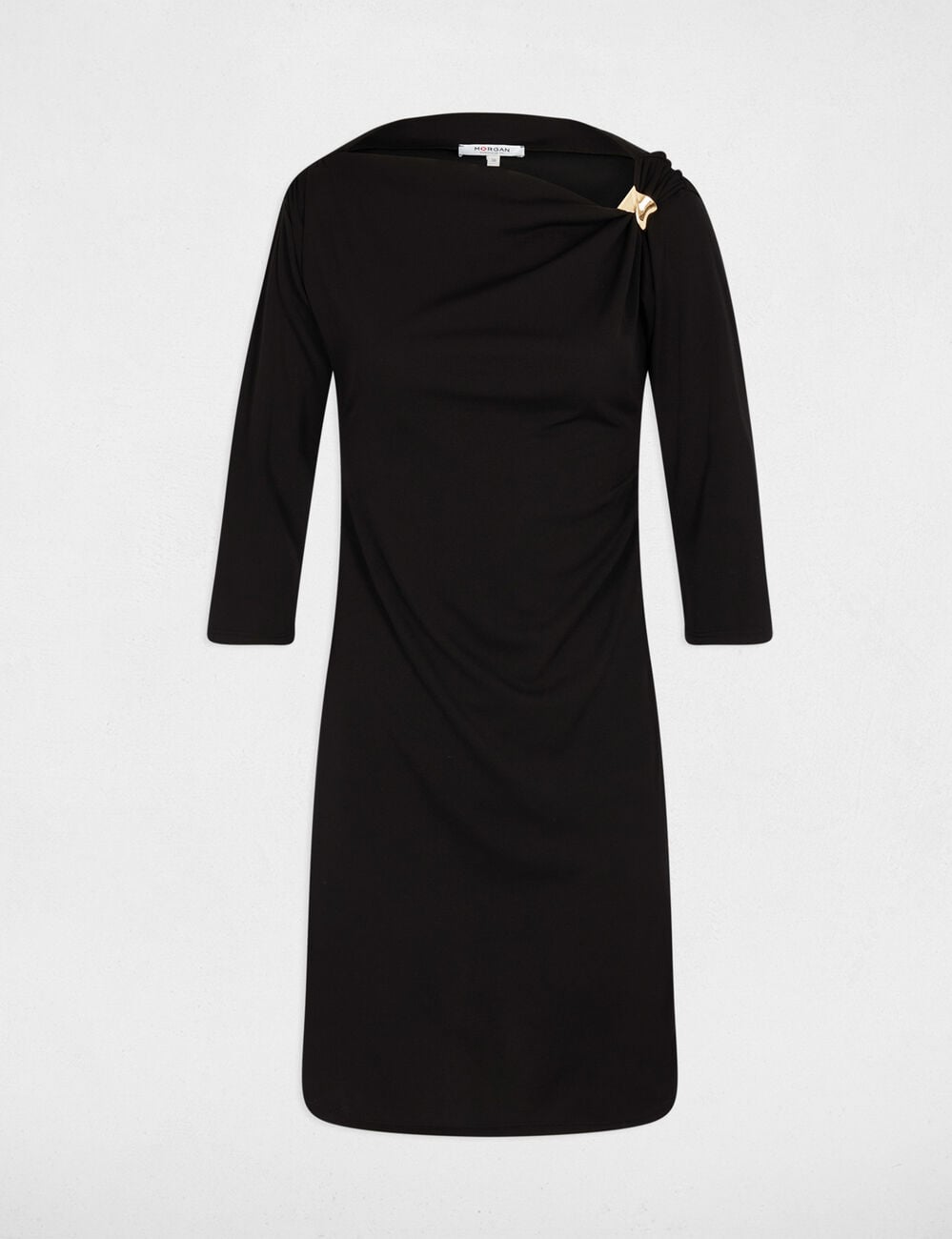 Robe courte encolure bateau noir femme