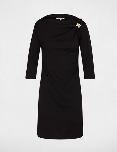 Robe courte encolure bateau noir femme