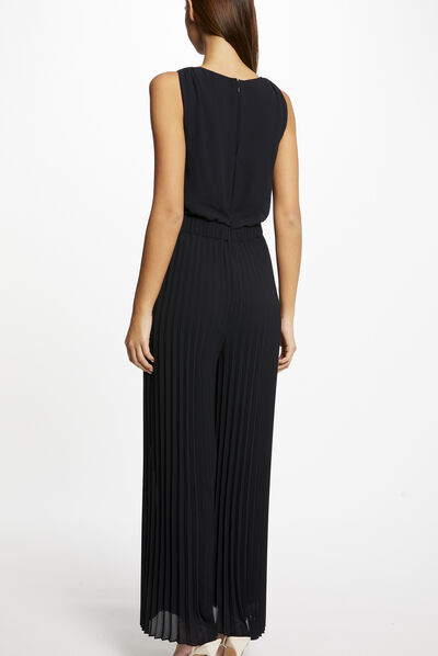 Combinaison ample à jambes plissées marine femme