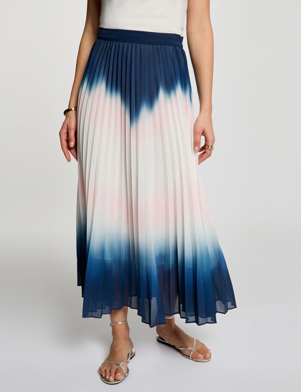Jupe longue pliss&eacute;e multicolore femme
