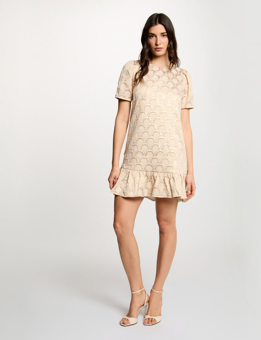 Robe courte jacquard rose pastel femme