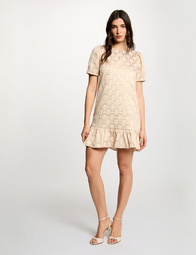 Robe courte jacquard rose pastel femme