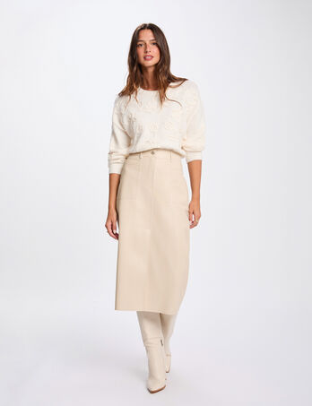 Jupe crayon ajust&eacute;e creme femme
