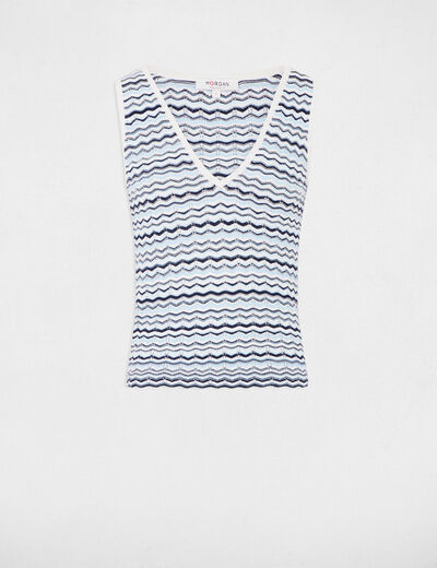 Top maille sans manches multicolore femme