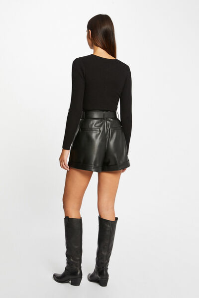 Pull manches longues à ouverture noir femme