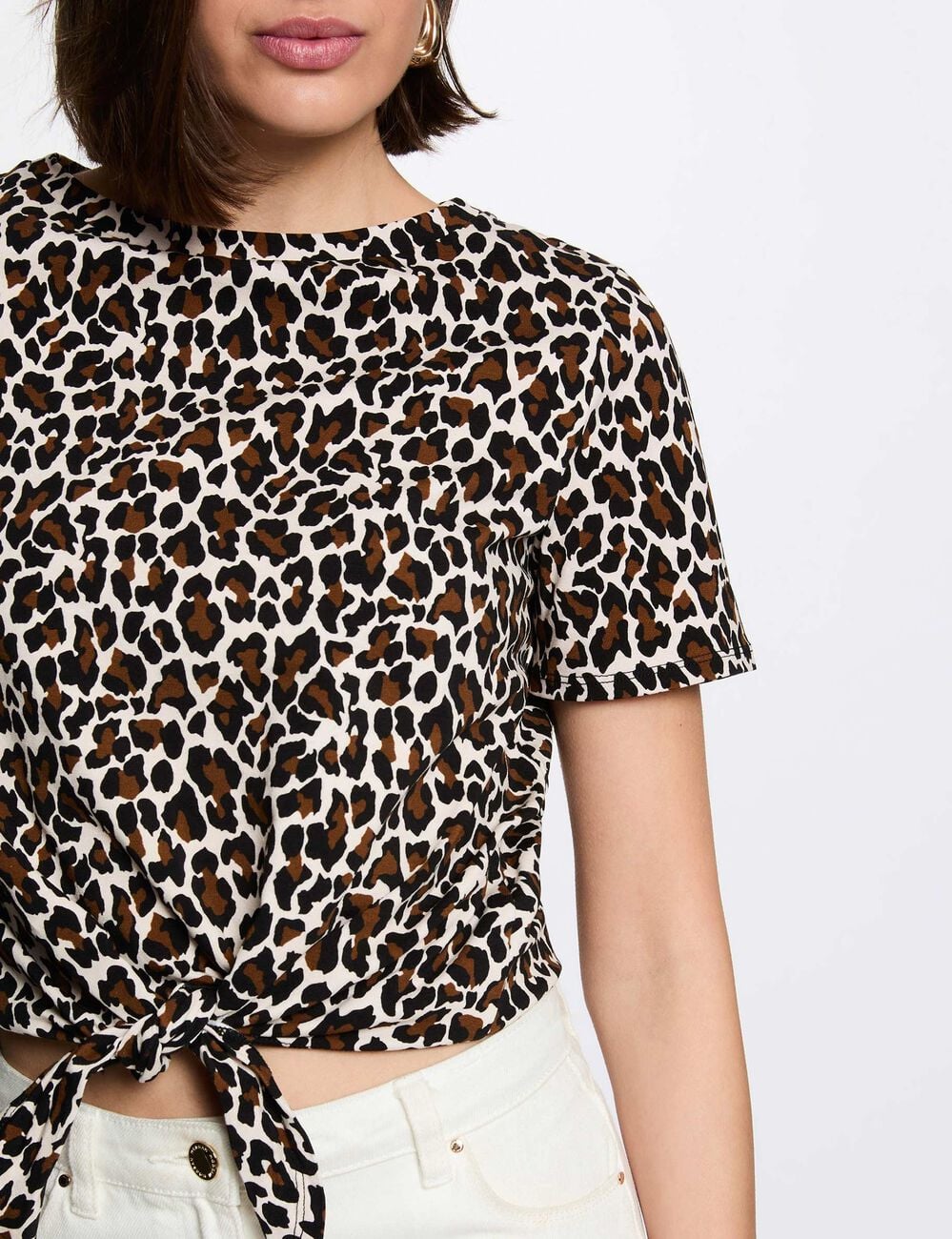 T-shirt droit cropped multicolore femme