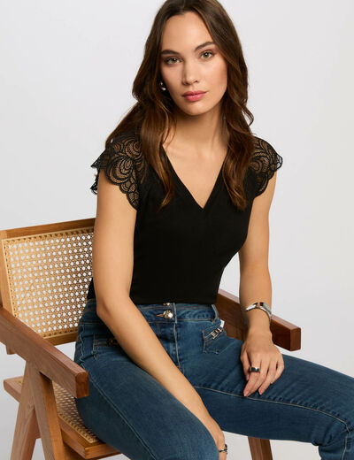 T-shirt manches courtes noir femme