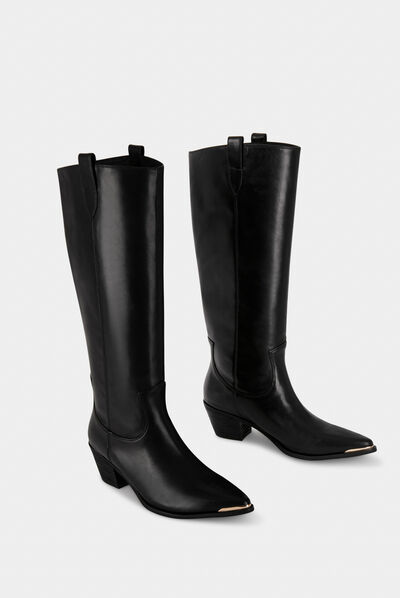 Bottes hautes à talons noir femme