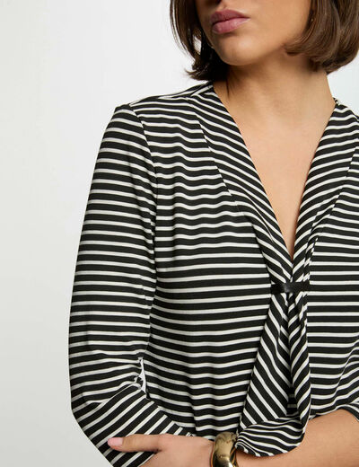 T-shirt Manches 3/4 Rayé Noir Et Rose Marks And Spencer Taille 12 - Occasion Très Bon état