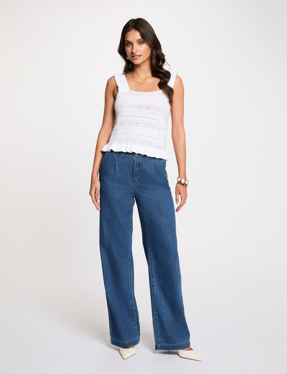 Pull ajust&eacute; encolure carr&eacute;e blanc femme