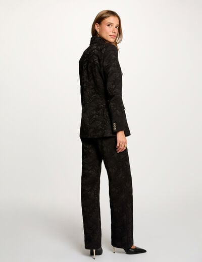 Veste jacquard ajust&eacute;e noir femme