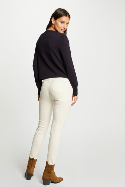 Gilet manches longues devant en jean marine femme