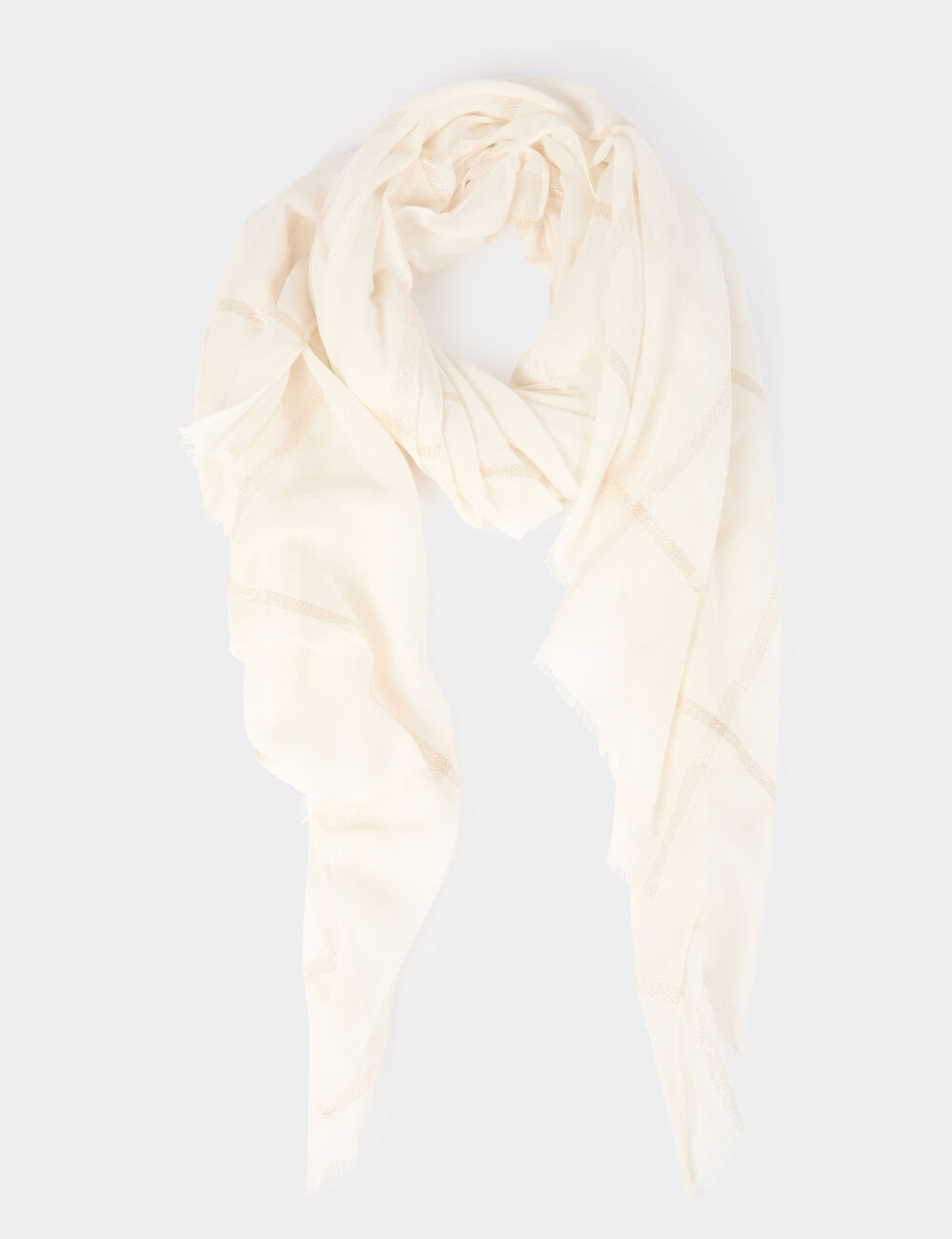 Foulard à carreaux ivoire femme
