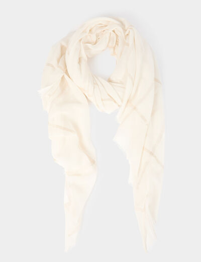 Foulard à carreaux ivoire femme