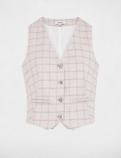 Veston sans manches à carreaux multicolore femme