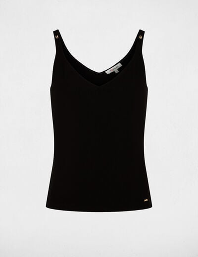D&eacute;bardeur col v noir femme
