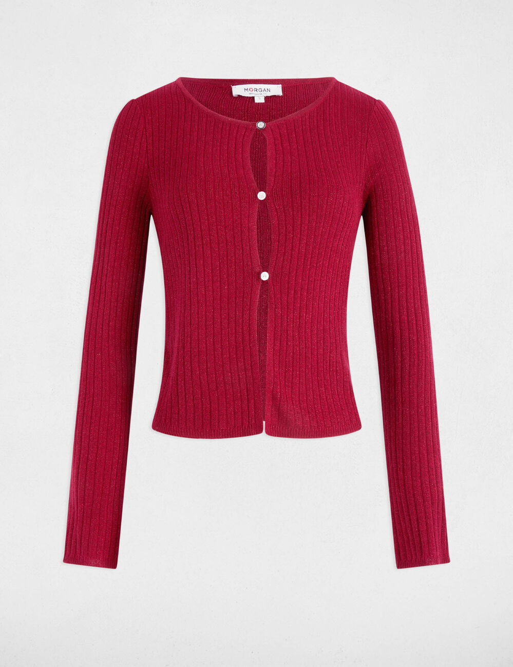 Gilet manches longues rouge fonc&eacute; femme