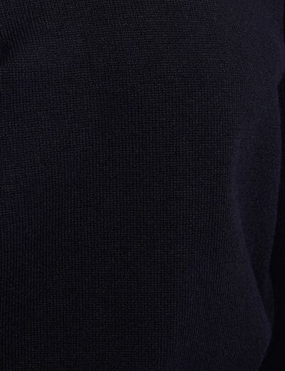 Pull col chemise bleu marine femme