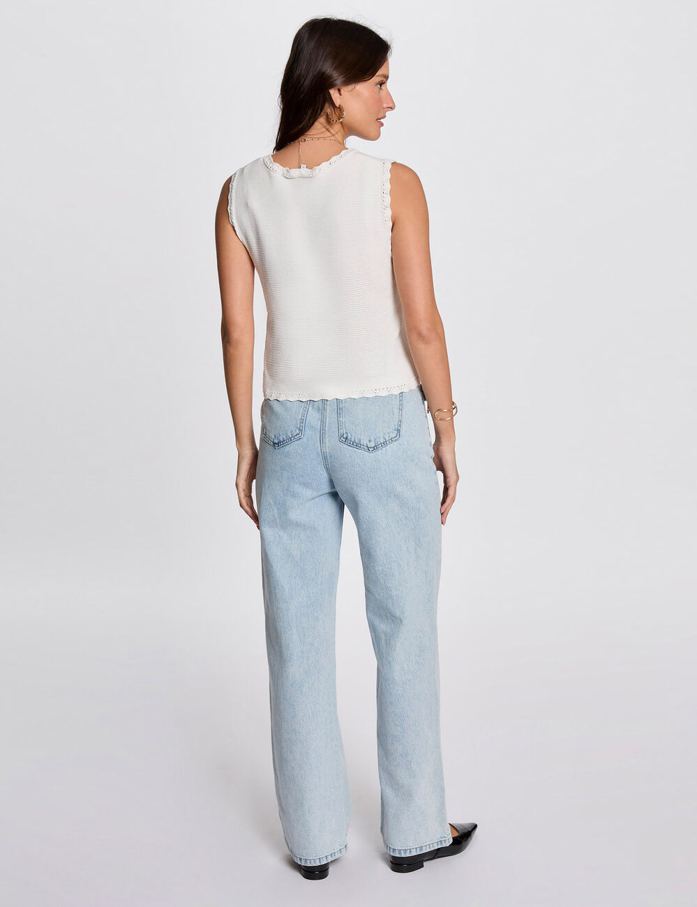 Gilet sans manches blanc femme