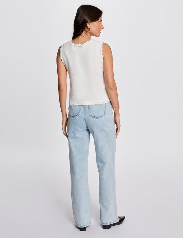 Gilet sans manches blanc femme