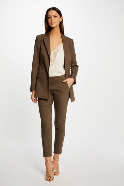 Pantalon cigarette 7/8ème vert kaki femme